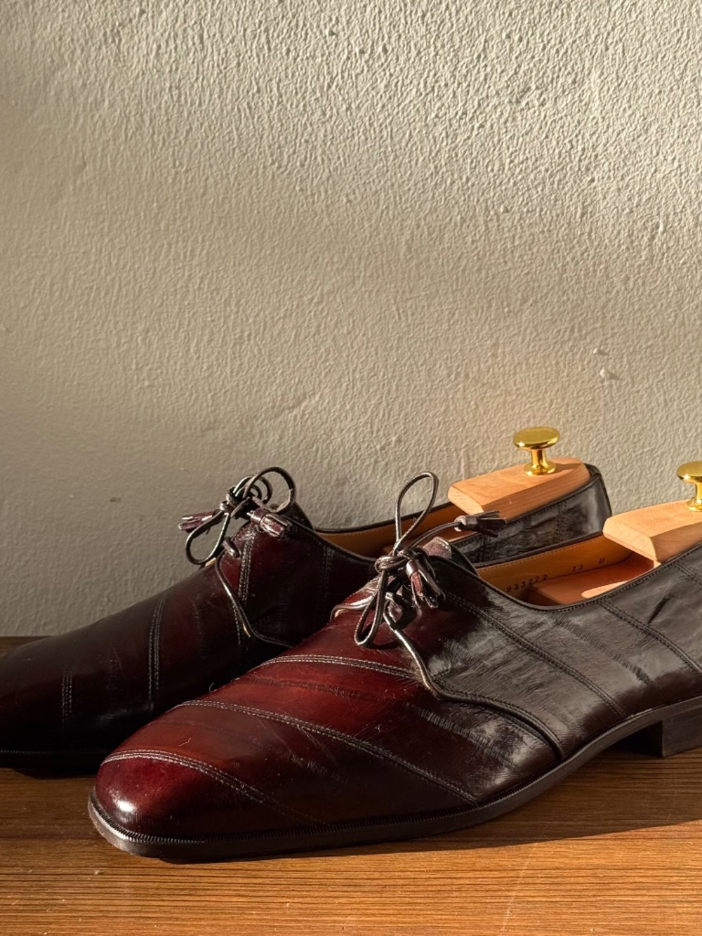 Giorgio Brutini Genuine Eel Skin Tassel Lace Up Shoes Oxblood Burgundy Mens Size